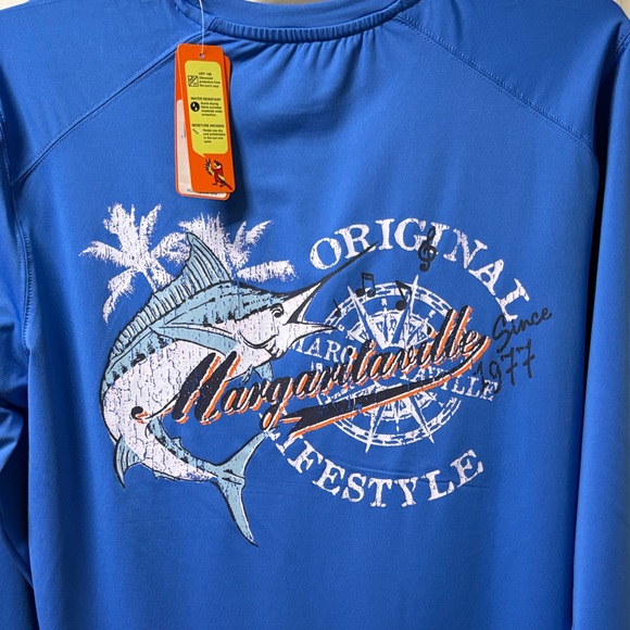 Margaritaville Other - Margaritaville Palace Blue Shirt with Palm Design